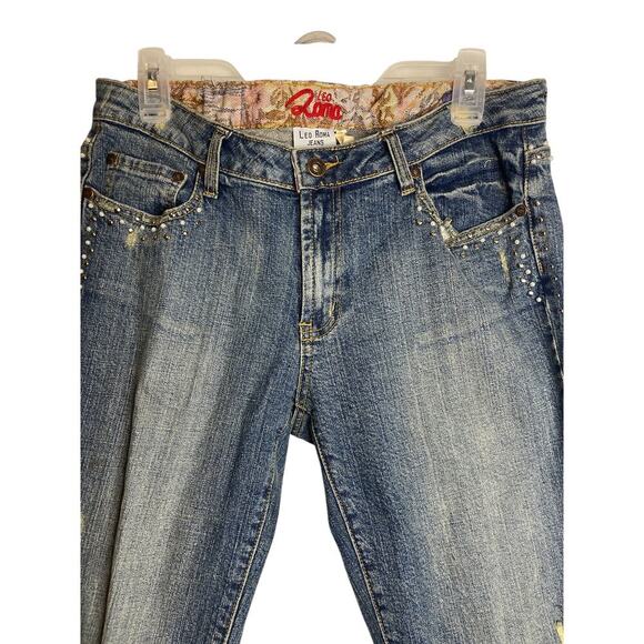 Y2K Leo Roma Low Rise Distressed Studded Juniors Capri Jeans Women's Size 11 - Picture 3 of 5